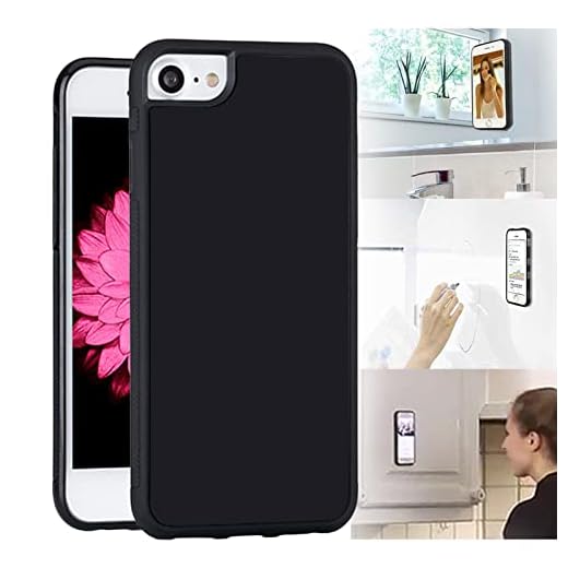 Omio for iPhone SE 2022 / iPhone 8 Antigravity Case Ultra Thin Magical Nano Sticky Technology Anti-Gravity Protective Cover Nano Suction Flexible Non-Slip Anti-Scratch Case for iPhone 7 Case Black