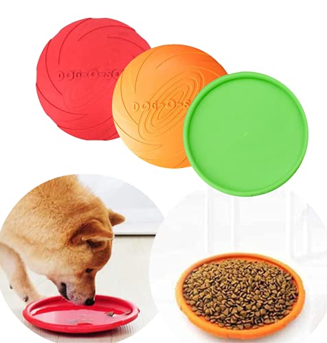 JINYUNMIN 3 Stück Hund Frisbees, Haustier fliegenden Untertasse, Gummi Fliegende Scheibe, interaktive Outdoor-Spielzeug, 7 Zoll / 18 cm, perfekt für Hund werfen, Training, Spielen und fangen