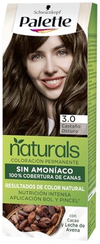 Schwarzkopf Palette Naturals Color Creme - Tono 3 cabello Castaño Oscuro - Coloración Permanente – Óptima cobertura de canas – Colores naturales