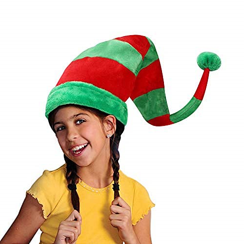 SIQITECHUK Funny Christmas Novelty Clown Santa Hat - Classic Red & Green Striped Iron Wire Hat for Adults & Kids