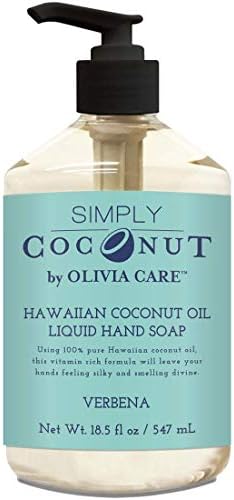 Olivia Care Liquid Hand Soap Verbena & Coconut. All Natural - Cleansing, Germ-Fighting, Moisturizing Hand Wash for Kitchen & Bathroom - Gentle, Mild & Natural Scented - 18.5 OZ