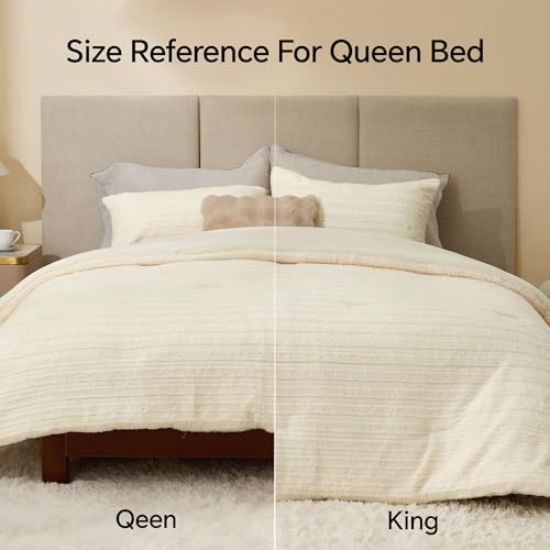 Image of BEDELITE Fleece Twin Comforter Set -Super Soft & Warm Fluffy Cream White Faux Fur Bedding, Luxury Fuzzy Heavy Bed Set for Winter with 1 Pillow case