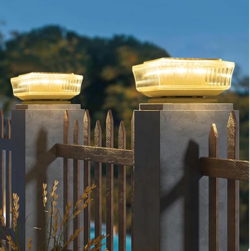 Image of XERGY Solar Powered Modern Design Outdoor Pillar Light | | 1200mAh Battery | Warm White Lighting | Auto ON /Off Dusk to Dawn | Waterproof for Garden, Gate, Balcony, Pathway & Fence Decor (Transparent)