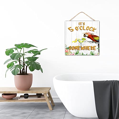 Plaque décorative en bois perroquet rustique multicolore 30,5x30,5 cm - 8