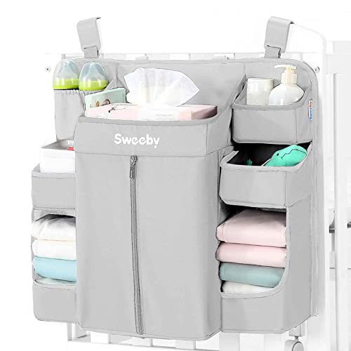 Sweeby Diaper Organizer for Changing Table and Crib – Nursery Diaper Stacker Hanging Caddy for Baby Essentials