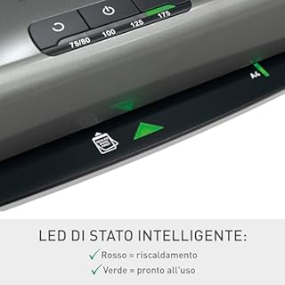 Leitz iLAM Office Pro Plastificatrice A3 ? Riscaldamento ultra-rapido in 1 min, 75-125 mic, anti-inceppamento, spegnimento automatico, include 5 pouch A4 per plastificazione, grigio-bianco, 75180084