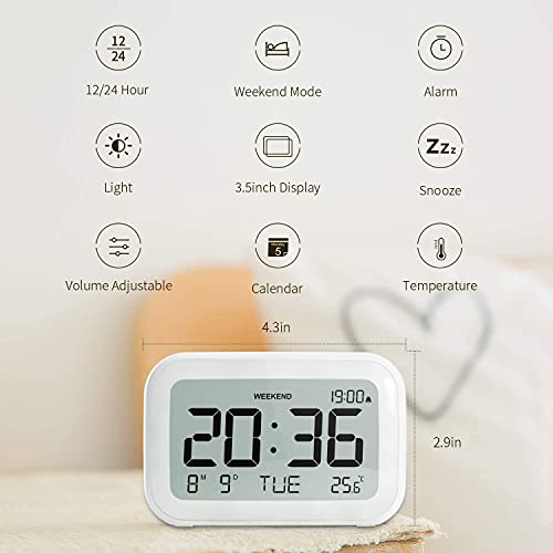 Réveil numérique LCD à volume réglable avec mode week-end et format 12/24h - 3