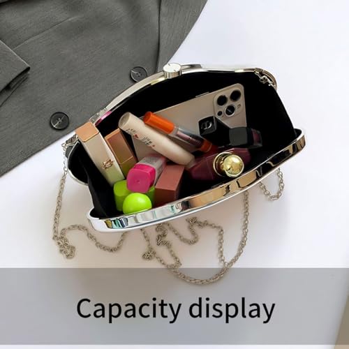 Image of Acrylic Clutch Purse for Women Formal Evening Bag Shell Shape Clutch Handbags with Chain for Party Wedding Prom