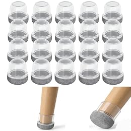 Chair Leg Floor Protectors for Hardwood Floors ，20 Pack Anti-Scratch Reduce Noise Clear Round Fits 3/4" to 1" (19-25mm)