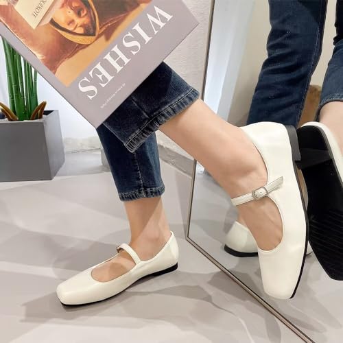 Image of LUXINYU Women's Slip on Flats,Classy Round Toe Solid Classic Mary Jane Ballet Dance Shoes Soft Comfortable PU Flat Shoes