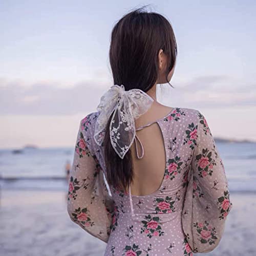 Surray Off-White Lace Large Hair Bows For Girls, Cute Hair Ties Hair Accessories For Wedding Party Beach School, Baby Teen Girl Fabric Stuff, Butterfly Toddler Hair Clip Decor #TOP3