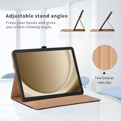 Case for Samsung Galaxy Tab A9 Plus/Tab A9+ 11 inch 2023 (SM-X210/X215/X216) - [Auto Wake/Sleep] PU Leather Flip Folio Tablet Case with Hand Strap Front Pocket Smart Cover - Blue by Oduio - Image 3