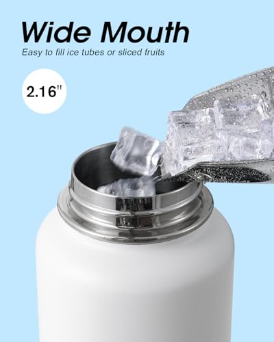 Image of Coolflask 40 oz Water Bottle Insulated with Straw & 3 Leakproof Lids