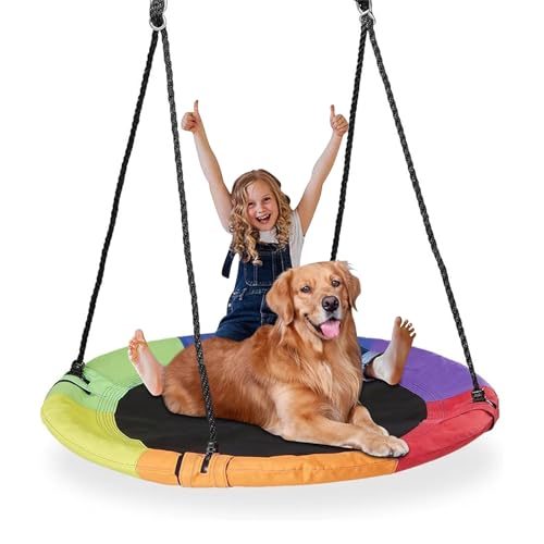 La mejor comparación de Columpios . 49 Umlecoa Columpio de Árbol de 100cm, Columpio de Platillo Grande, Columpios de para Al Aire, Oxford 600D Impermeable, con Correas Ajustables para Colgar, Platillo Más Grande para...