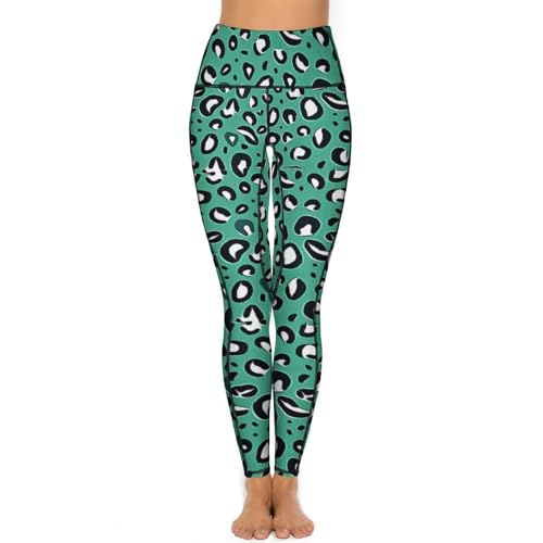 Legging vert imprimé léopard pour femme idéal du studio de yoga au café