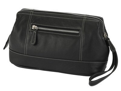 Preisvergleich Produktbild Luxus Schwarz Deutsches Leder Waschen Tasche mit Tragegurt