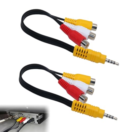 Noenaeni 3.5mm to RCA AV Cable,2PCS AV Adapter Cable Lead for Sumang TV,22cm 3.5mm Male to 3 RCA Female Audio/Video Splitter Adapter Connector for Audio,Video,LCD TV,HDTV