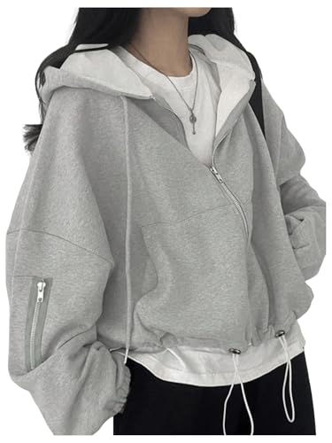 Amazon.com: GORGLITTER Women's Oversized Zip Up Hoodie Baggy Long