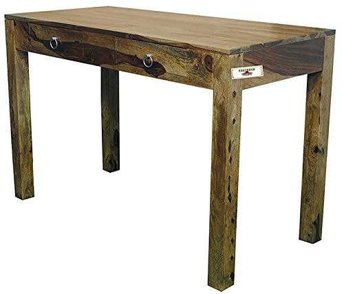 Image of Sheesham Wood Two Drawer Folding Study Table for Living Room | Provincial Teak Finish