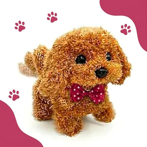 Image of Cute Plush Puppy Toy | Soft & Interactive Battery Operated Toy | Walking, Barking & Jumping Pup for Kids| Tail Wagging Cute Realistic Pet | Gift for Babies (Brown) 1 Year to 8 Year