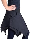 Mit Taschen Vishes – Alternative Bekleidung – Asymmetrischer Patchwork Zipfelrock aus Baumwolle mit „Hosentaschen“ schwarz-schwarz 36