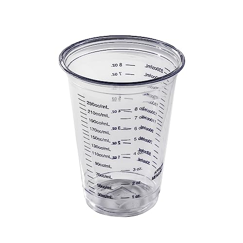 Disposable Measuring Cups 10 Oz [Pack Of 50] Clear Plastic Graduated For Measuring Intake And Output -Cooking And Baking - Mixing Drinks, Resin, Stain And Paint - Calibrated In Ml, Cc & Oz (50) #TOP3