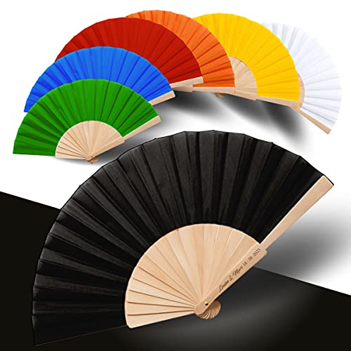 Éventail Pliant Personnalisable En Bois - Éventail Mariage, & Événements (CALESA) (Noir, Lot de 10)