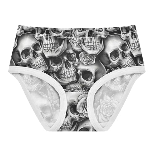 Realistic Cool Skulls Roses Grey Girls Underwear Toddler 2t Cotton Little Girl Panties Animal Kids Undies Briefs
