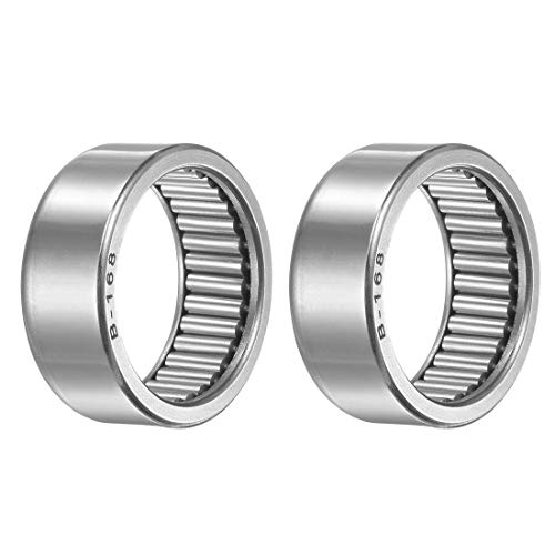 uxcell B168 Needle Roller Bearings, Full Complement Drawn Cup, Open, 1-inch I.D. 1-1/4-inch OD 1/2-inch Width 6390N Static Load 3620N Dynamic Load 4300Rpm Limiting Speed 2pcs