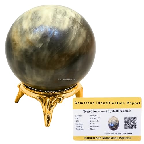 Image of Certified Sun Moonstone Crystal Ball for Meditation - Premium Crystal Vastu Items for Home and Feng Shui Items for Good Luck - Ideal for Pooja Supplies and Spiritual Practices (2 inch Inch)