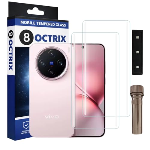 Image of Curved UV Tempered Glass Screen Protector for Vivo X200 | Transparent | Pack of 2 | Full Screen Coverage with UV Installation Kit