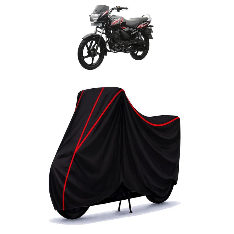 Image of Tvs Star City Plus BS7 Water Resistant Bike Cover for All Motorcycles & Rain | Heavy Duty Taffeta Fabric | UV Protection, Dustproof, Scratchproof | All Weather Two Wheeler Cover with Elastic Bottom