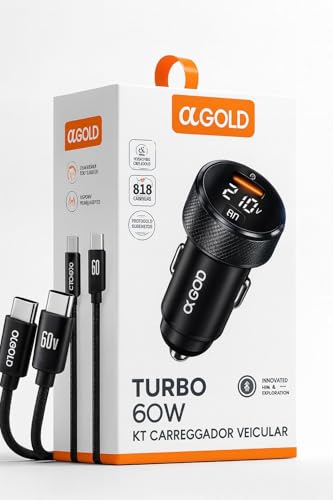 Carregador Veicular Turbo 60W com Cabo USB-C