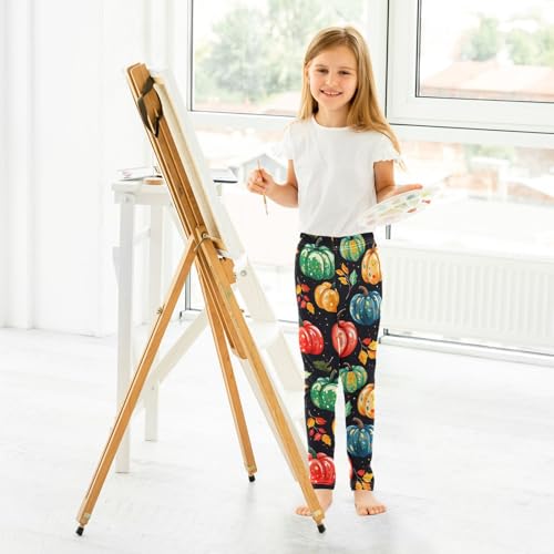 Colorful Pumpkins Girls Leggings Soft Stretch Workout Yoga Dance Pants for Kids Casual Tights 5
