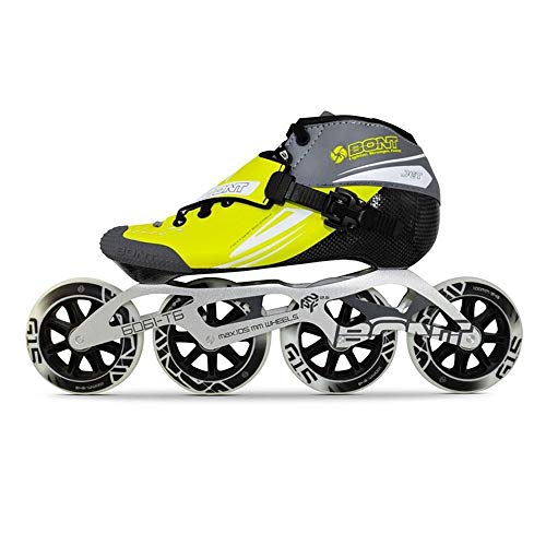 XIAOYUTOU 100% Originale Bont Jet 2PT velocità Pattini in Linea termoformabile CarbonFiber Boot 4 * 90/100 / 110mm 6061 Telaio G15 Patine Pattinaggio (Color : Fluoro Yellow Gray, Shoe Size : 9)
