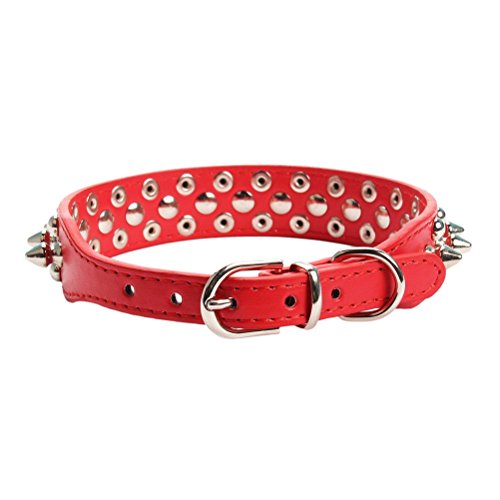 Aolove Mushrooms Spiked Rivet Studded Adjustable Pu Leather Pet Collars For Cats Puppy Dogs (Small, Red) #TOP2