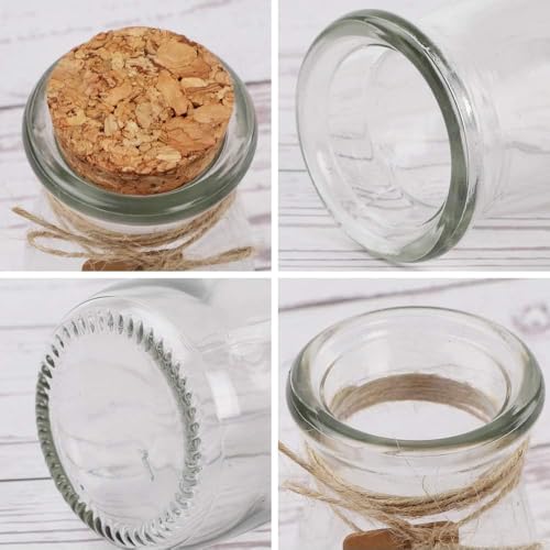 CUCUMI 12pcs 3.4oz Small Glass Jars with Lids, 100ml Candy Jars Potion Bottles with Cork, Mini Jars Set for Party Wedding Favors Halloween Décor - Thumbnail 4