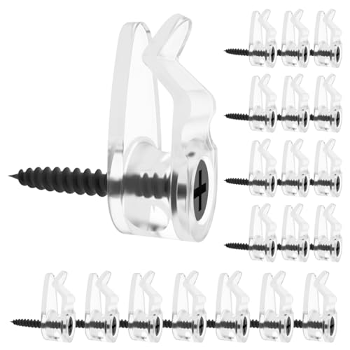 GEZIDEA String Light Hanger Hooks,Screw in Hooks for Hanging Christmas Light,Led Fairy Led Light Clips,50 Pack (Small-Clear)