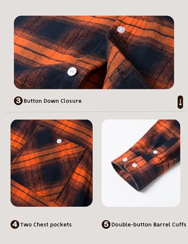 Image of MAGCOMSEN Men's Plaid Hooded Jacket Flannel Shirts Long Sleeve 4 Pockets Casual Button Down Shirts