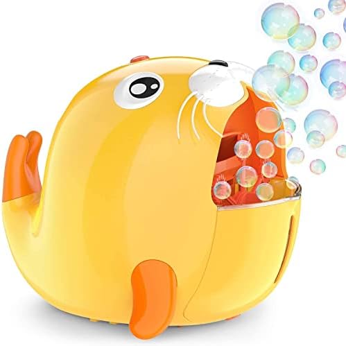 KINDIARY Bubble Machine, Automatic Bubble Blower, Portable Bubble Maker for Kids Toddlers with 5000+ Bubbles/min, 2 Speeds, 12.8oz Capacity, Powered by Plug-in or Batteries for Indoor Outdoor Parties