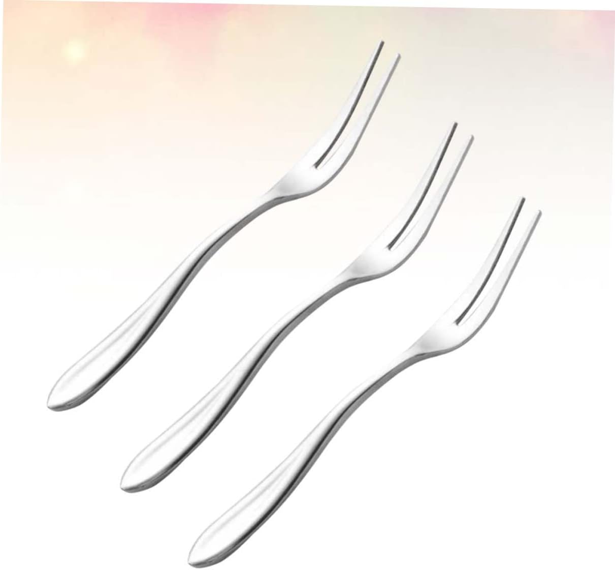 3Pcs Stainless Steel Fruit Forks, Polished Silver Dessert Utensils for Home