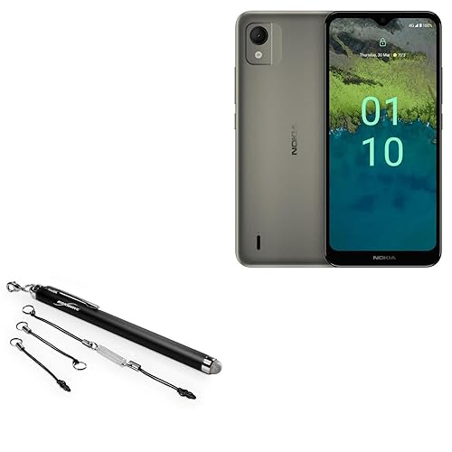 BoxWave Stylus Pen Compatible with Nokia C110 - EverTouch Capacitive Stylus, Fiber Tip Capacitive Stylus Pen - Jet Black