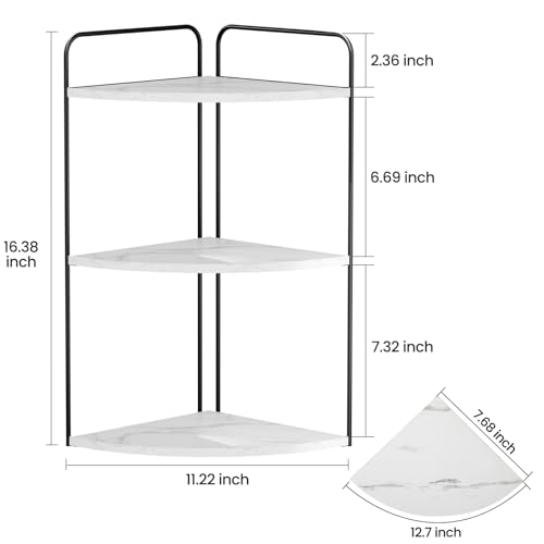 Image of Forest Angle Bathroom Counter Organizer,Countertop Organizer,Vanity Organizers,Bathroom Storage,Bathroom Sink Caddy,Counter Shelf,Corner Counter,Corner Shelves(Black-White Marble)