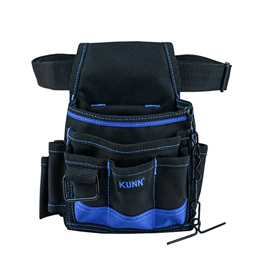 Image of KUNN Mini Electrician Tool Pouch - Pro Maintenance Tool Pouch Belt with 13 Pockets and Loops for Tool Organization,Storage,Blue