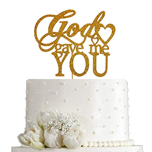 God Gave Me You Cake Topper For Wedding/Engagement/Marriage Party Decorations,Double Sided Gold Glitter #TOP5
