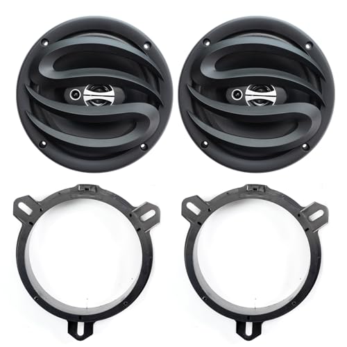 6.5" 3-Way Car Audio Door Speakers (Pair) for Toyota Tacoma/Camry/Highlander/RAV4/Prius,300 Watts max Power,with Adapters and Harness,Full Range,Coaxial,Enhanced Sound,Car Audio Speaker Upgrade kit