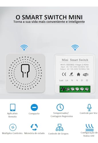 Kit 4 Mini Interruptor Inteligente Smart Switch16a Wifi Automação Alexa Google