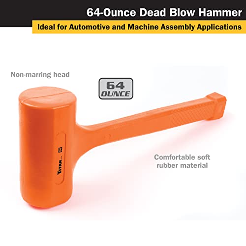 Titan 63164 4lb Dead Blow Hammer with Steel Shot Filled Head, Spark & Rebound Resistant, 14.25" Non-slip Diamond Textured Handle by Titan - Image 2