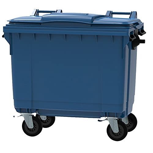 ESE Poubelle Conteneur à déchets 660L Bleu + Couvercle Bleu
