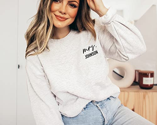 Mrs Sweatshirt - Custom Mrs Sweatshirt - New Mrs - Honeymoon Pajamas - Wedding Gift - Engagement Gift - Fiancee Gift Multiple Colors2